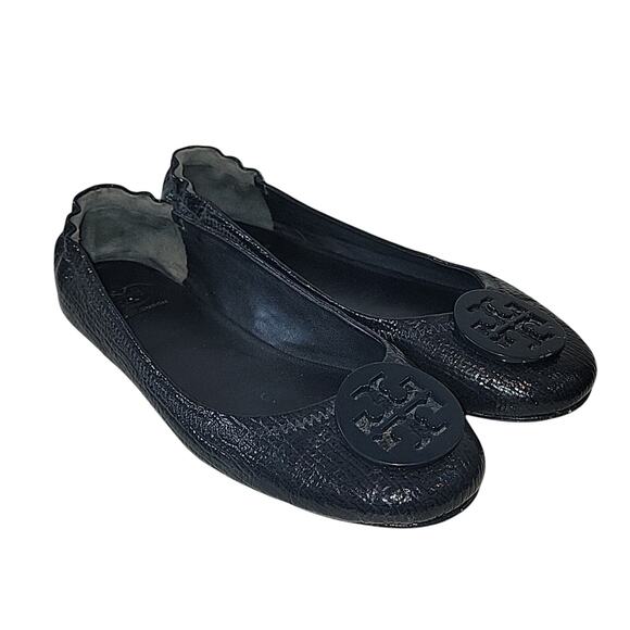Tory Burch Minnie Patent Leather Travel Ballet Flats, Tory Navy, 9.5 - Picture 1 of 10